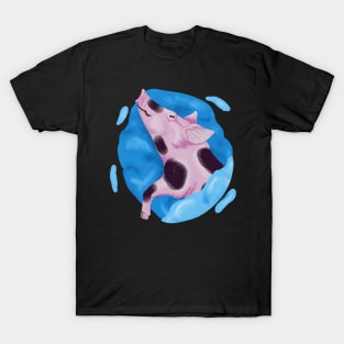 Sleeping pig on a big blue pillow T-Shirt